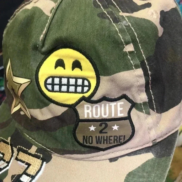 Camo emoji route 2 no where hat snap back - Picture 1 of 5